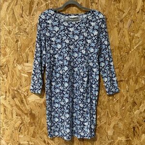 Vintage Maternity Ms. Conduct Blue & White Floral Midi Dress, Size 12